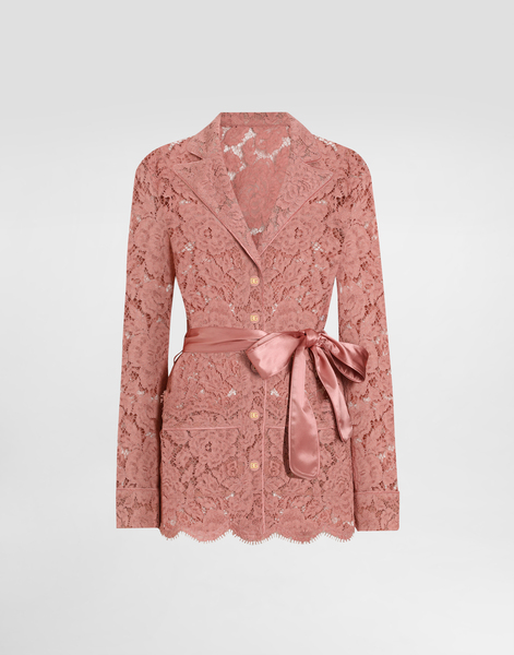  Dolce & Gabbana Camisa De Pijama De Encaje Cordonetto Con Motivo Floral Y Logotipo Dg - Mujer Camisas Y Tops Rosa 42 