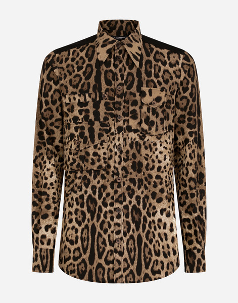  Dolce & Gabbana Camisa Multibolsillos De Algodón Con Estampado De Leopardo - Hombre Camisas Estampado Animal 37 