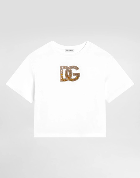 Dolce & Gabbana Camiseta De Manga Corta En Punto Con Logotipo Dg De Strass - Mujer Camisetas Y Sudaderas Blanco 2 Years 