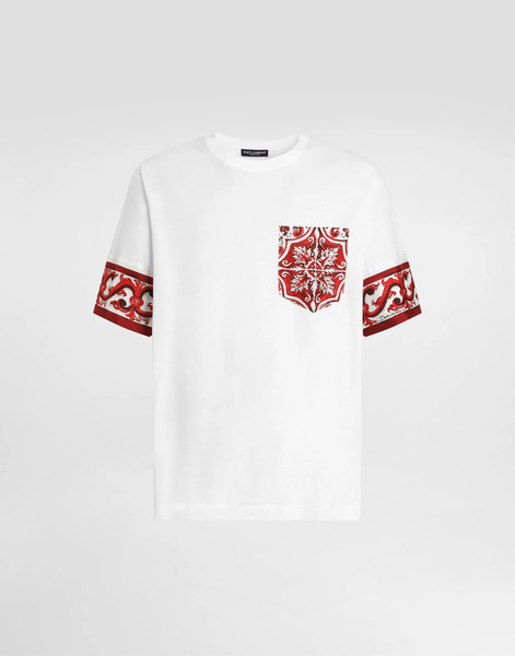  Dolce & Gabbana Camiseta En Algodón Con Estampado De Mayólica - Hombre Camisetas Y Polos Multicolor 44 