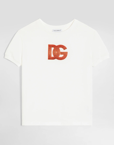  Dolce & Gabbana Camiseta En Punto Jersey Con Bordado Del Logo En Lentejuelas - Mujer Camisetas Y Sudaderas Blanco 2 Years 