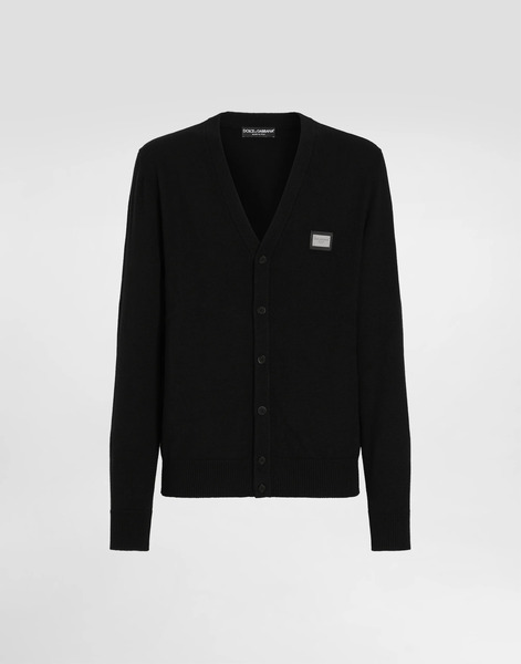  Dolce & Gabbana Cárdigan De Lana Y Cachemira Con Placa Con Logotipo - Hombre Prendas De Punto Negro 58 