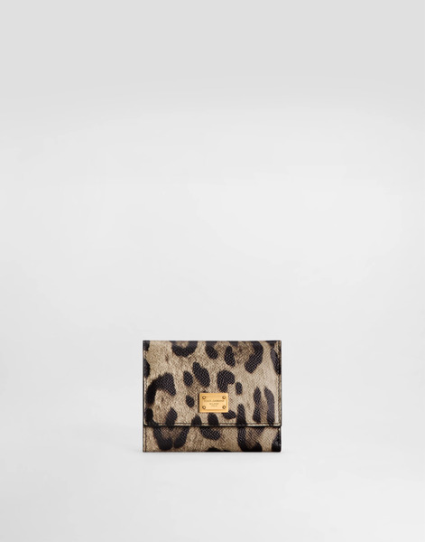  Dolce & Gabbana Cartera En Piel De Becerro Dauphine Con Estampado De Leopardo - Mujer Monederos Y Marroquinería Estampado Animal Onesize 