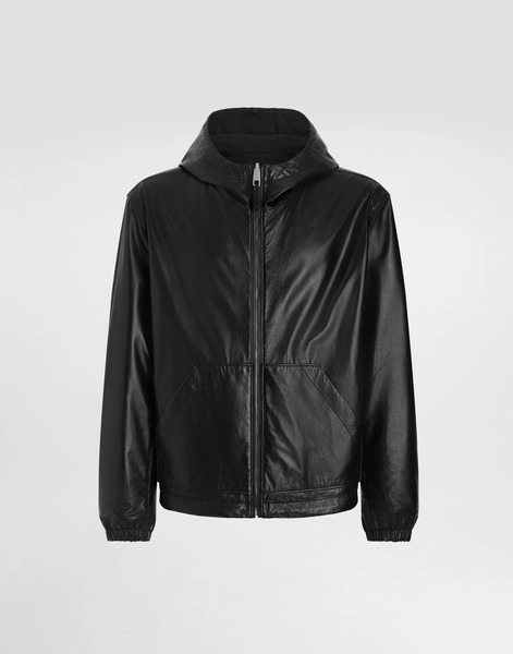  Dolce & Gabbana Cazadora De Piel Y Textil Con Capucha Reversible - Hombre Abrigos Y Chaquetas Negro 48 