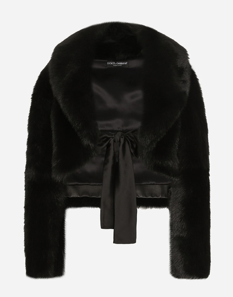  Dolce & Gabbana Chaqueta Corta En Piel De Cordero Con Cinturón - Mujer Abrigos Y Chaquetones Negro 42 