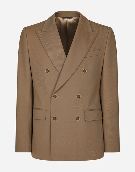  Dolce & Gabbana Chaqueta De Botonadura Doble De Gabardina Técnica - Hombre Trajes Y Americanas Gris 54 