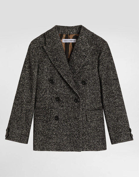  Dolce & Gabbana Chaqueta De Botonadura Doble En Chevrón De Mezcla De Lana - Mujer Abrigos Y Chaquetones Multicolor 8 Years 