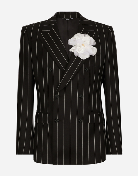  Dolce & Gabbana Chaqueta Sicilia De Botonadura Doble Con Rayas Diplomáticas - Hombre Trajes Y Americanas #n/d 46 