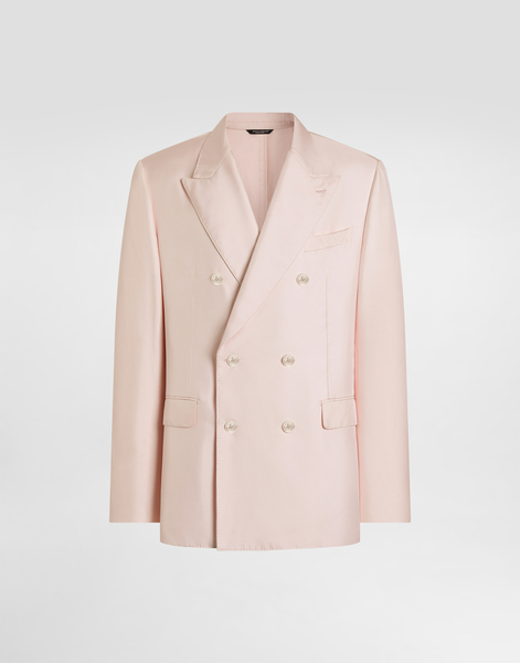  Dolce & Gabbana Chaqueta Sicilia Light Cruzada En Twill De Seda - Hombre Trajes Y Americanas Rosa 56 