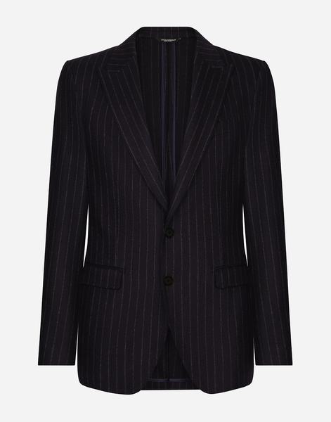  Dolce & Gabbana Chaqueta Taormina De Botonadura Sencilla De Franela Con Rayas Diplomáticas - Hombre Trajes Y Americanas Multicolor 46 
