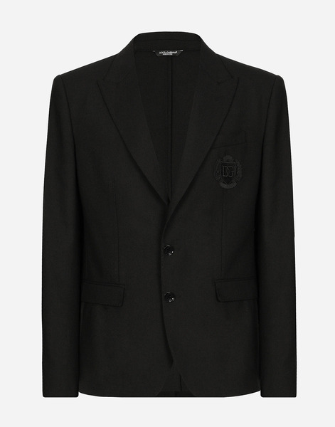  Dolce & Gabbana Chaqueta Taormina De Botonadura Sencilla De Lana Con Parche Dg - Hombre Trajes Y Americanas Negro 52 