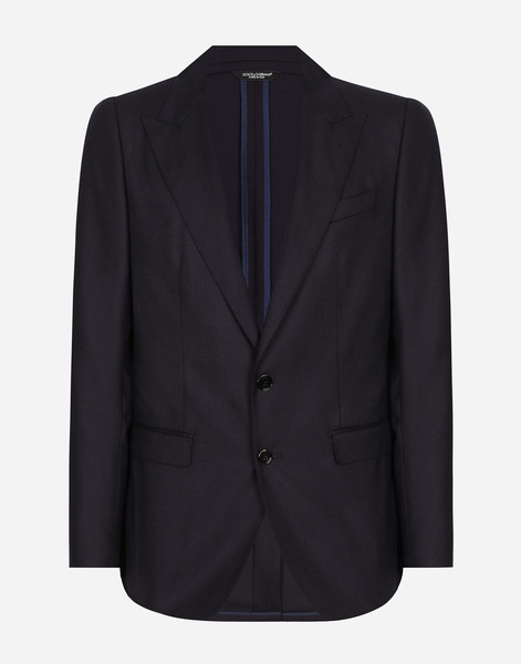  Dolce & Gabbana Chaqueta Taormina De Franela Con Botonadura Sencilla - Hombre Trajes Y Americanas Azul 50 