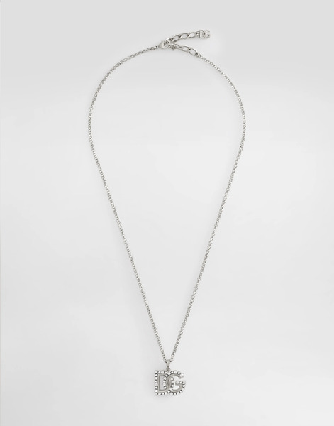  Dolce & Gabbana Collar De Cadena Fina Con Logotipo Dg De Strass - Mujer Bisutería Plateado Metal Onesize 