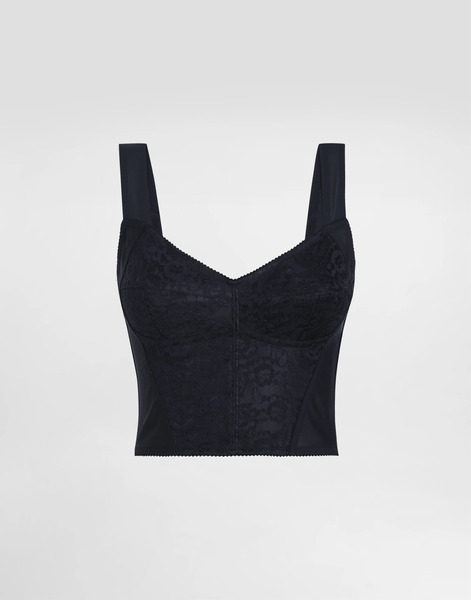  Dolce & Gabbana Corpiño-corsé De Tejido Corsetero En Jacquard Y Encaje - Mujer Camisas Y Tops Negro 36 