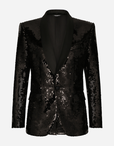  Dolce & Gabbana Costume Smoking Droit Sicilia à Paillettes - Hombre Trajes Y Americanas Negro Tul 46 