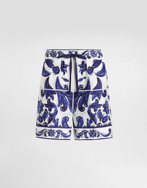  Dg Exclusive Dolce & Gabbana Shorts De Popelina Con Estampado De Mayólica - Mujer Pantalones Largos Y Cortos Imprima 46 