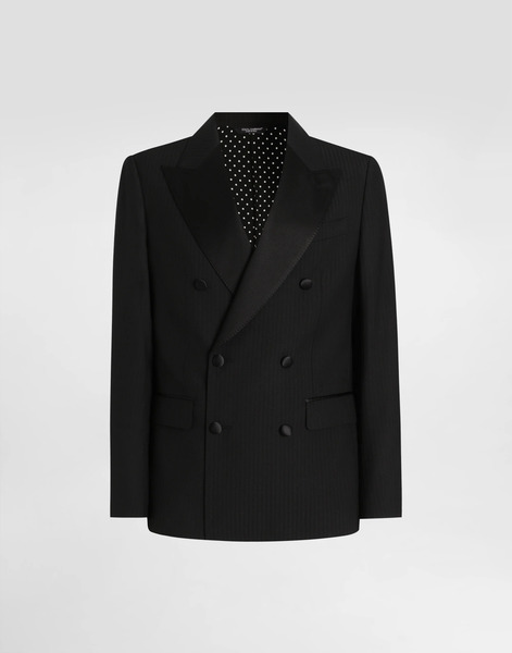  Dolce & Gabbana Double-breasted Sicilia Light Jacket In Striped Jacquard - Hombre Trajes Y Americanas Negro 54 