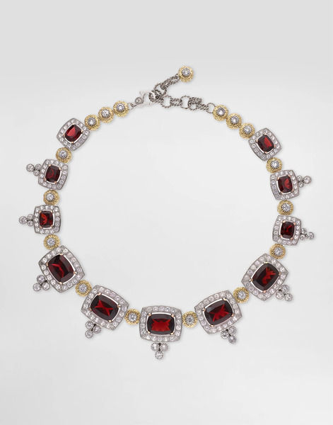  Dolce & Gabbana Eleganza Necklace 18-carat White And Rose Gold, Garnets, And Sapphires - Mujer Collares White Onesize 
