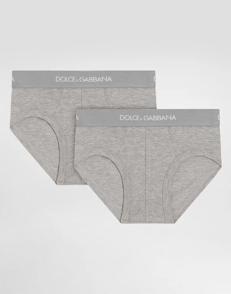  Dolce & Gabbana Jersey Briefs Two-pack With Branded Elastic - Hombre Ropa De Dormir E Interior Gris 2 Years 