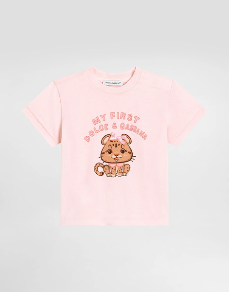  Dolce & Gabbana Jersey T-shirt With Leopard Print And Bow - Mujer Partes De Arriba Pink 18/24 Months 