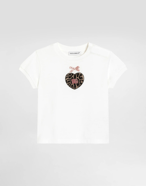  Dolce & Gabbana Jersey T-shirt With Leopard Print And Glitter - Mujer Partes De Arriba Blanco 3/6 Months 