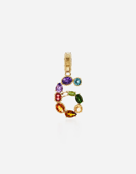  Dolce & Gabbana 18 Kt Yellow Gold Rainbow Pendant With Multicolor Finegemstones Representing Number 6 - Mujer Charms Dorado Onesize 