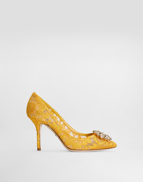  Dolce & Gabbana Lace Rainbow Pumps With Brooch Detailing - Mujer Zapatos De Salón Y Destalonados Amarillo Encaje 38 