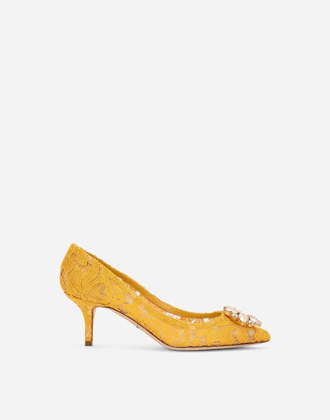 Dolce & Gabbana Lace Rainbow Pumps With Brooch Detailing - Mujer Zapatos De Salón Y Destalonados Amarillo Encaje 36.5 