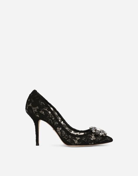  Dolce & Gabbana Lace Rainbow Pumps With Brooch Detailing - Mujer Zapatos De Salón Y Destalonados Negro Encaje 38 