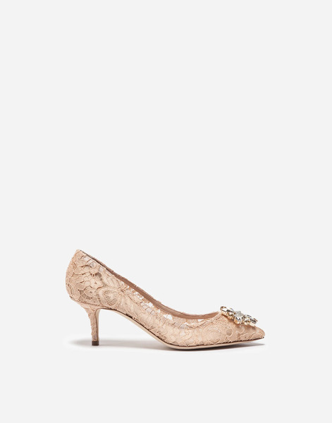  Dolce & Gabbana Lace Rainbow Pumps With Brooch Detailing - Mujer Zapatos De Salón Y Destalonados Rosa Encaje 38.5 