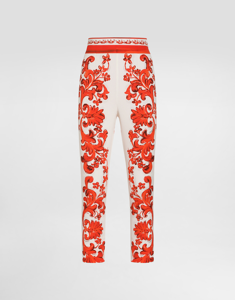  Dolce & Gabbana Leggings Capri En Charmeuse Con Estampado Mayólica - Mujer Pantalones Largos Y Cortos Multicolor 42 