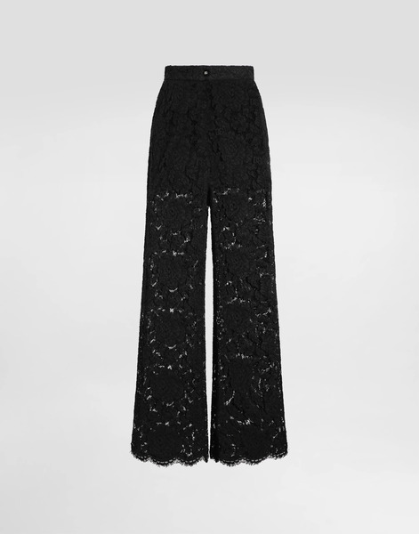  Dolce & Gabbana Pantalón Acampanado De Encaje Elástico Con Logotipo - Mujer Pantalones Largos Y Cortos Negro Encaje 36 