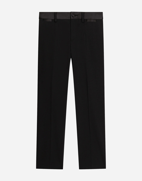  Dolce & Gabbana Pantalón Clásico En Paño De Lana Con Aplicaciones De Raso Duquesa - Hombre Pantalones Y Shorts Azul 2 Years 