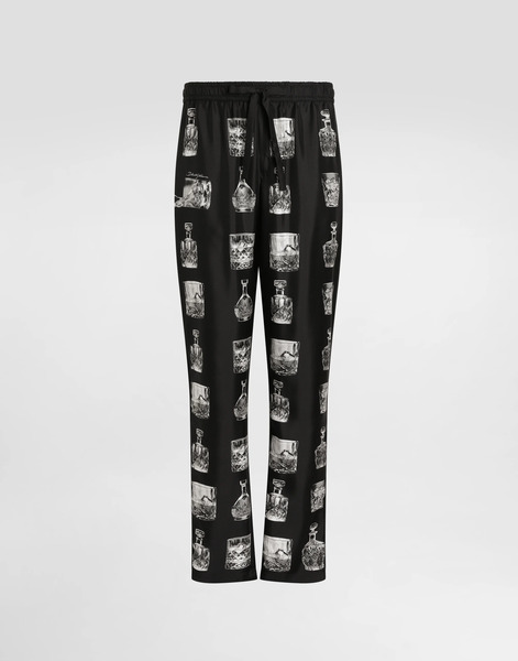  Dolce & Gabbana Pantalones Tipo Pijama De Seda Estampado Whisky - Hombre Pantalones Largos Y Cortos Imprima 50 