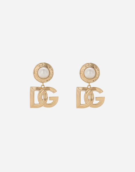  Dolce & Gabbana Pendientes Colgantes Con Cabujón Y Logotipo Dg - Mujer Bisutería Dorado Metal Onesize 