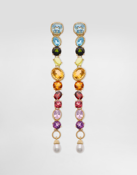  Dolce & Gabbana Pendientes Rainbow De Oro Amarillo De 18 kt Y Gemas Multicolores - Mujer Pendientes Dorado Dorado Onesize 