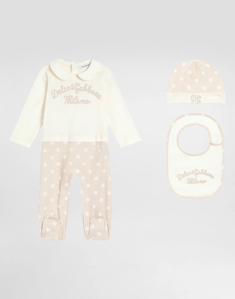  Dolce & Gabbana 3-piece Gift Set In Polka Dot Jersey With Print - Hombre Set Regalo Y Body Multicolor 0/3 Months 