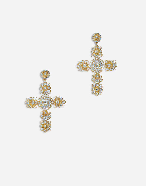  Dolce & Gabbana Pizzo Earrings In Yellow 18kt Gold With Aquamarines  - Mujer Pendientes Dorado Onesize 