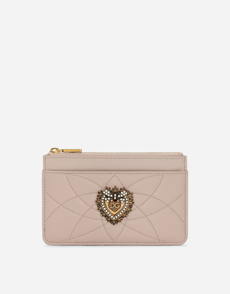  Dolce & Gabbana Porte-cartes Devotion Moyen Format En Cuir Nappa Matelassé - Mujer Monederos Y Marroquinería Rosa Palo Piel Onesize 