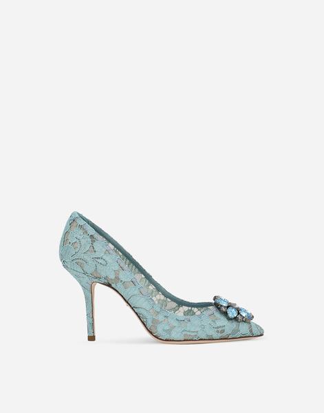  Dolce & Gabbana Pump In Taormina Lace With Crystals - Mujer Zapatos De Salón Y Destalonados Azul Encaje 38.5 