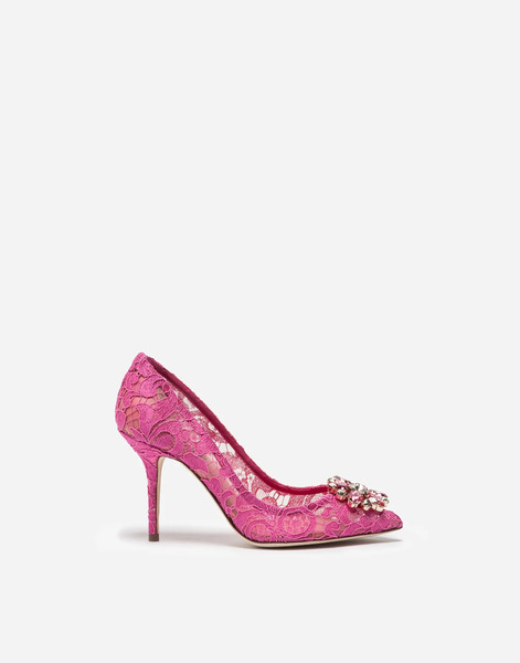  Dolce & Gabbana Pump In Taormina Lace With Crystals - Mujer Zapatos De Salón Y Destalonados Fucsia Encaje 37 