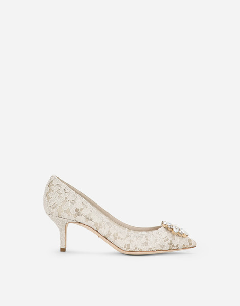  Dolce & Gabbana Pump In Taormina Lace With Crystals - Mujer Zapatos De Salón Y Destalonados Gris Encaje 38.5 