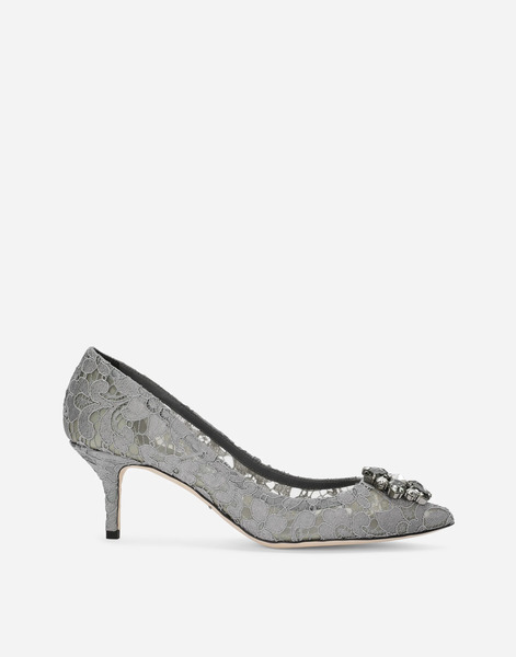  Dolce & Gabbana Pump In Taormina Lace With Crystals - Mujer Zapatos De Salón Y Destalonados Gris Encaje 36 