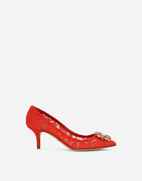  Dolce & Gabbana Pump In Taormina Lace With Crystals - Mujer Zapatos De Salón Y Destalonados Rojo Encaje 36 