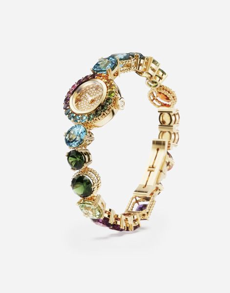  Dolce & Gabbana Rainbow Watch In 18kt Yellow Gold With Multicolor Fine Gems And Diamonds - Mujer Relojes Dorado Dorado Onesize 