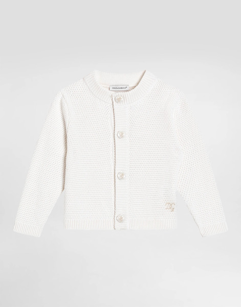  Dolce & Gabbana Seed Stitch Cotton And Cashmere Knit Cardigan - Hombre Partes De Arriba Blanco 6/9 Months 