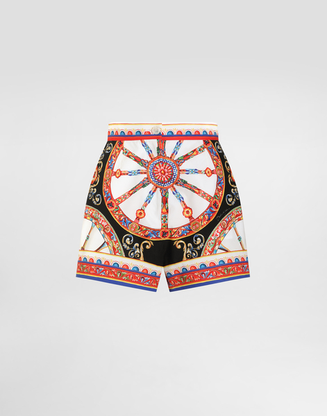 Dolce & Gabbana Shorts En Popelina Con Estampado Carretto - Mujer Pantalones Largos Y Cortos Multicolor 40 