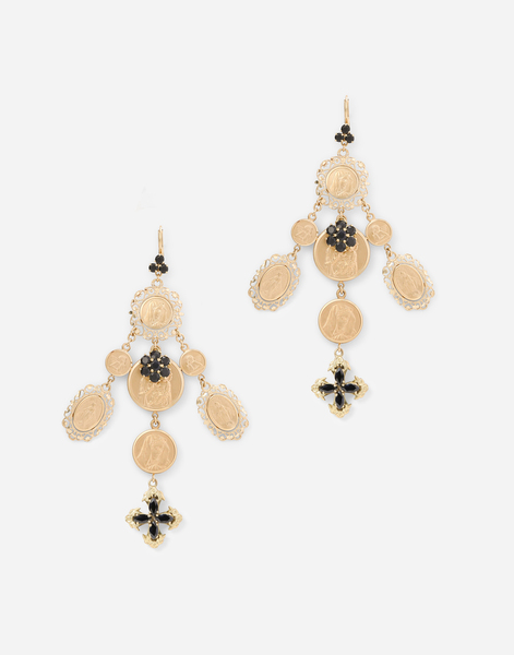  Dolce & Gabbana Sicily Earrings 18-carat Yellow Gold And Black Sapphires - Mujer Pendientes Dorado Metal Onesize 