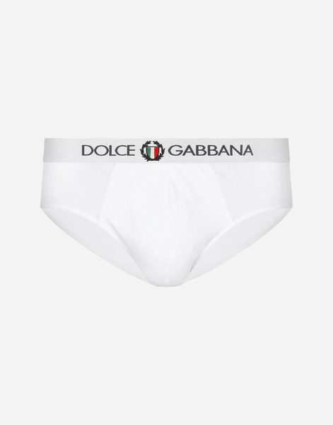  Dolce & Gabbana Slip Medio En Algodón Elástico Con Emblema - Hombre Ropa Interior Y Ropa De Casa Blanco Algod�n 5 