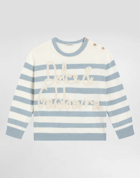  Dolce & Gabbana Striped Plain-knit Pullover With Logo - Hombre Prendas De Punto Multicolor 12+ Years 